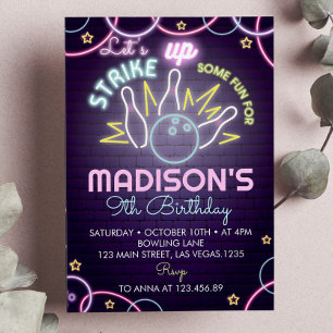 Bowling Anniversaire Fête Invitation Grève