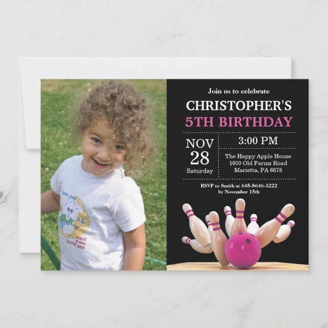 Bowling Anniversaire Invitation Anniversaire Fête  (Devant)