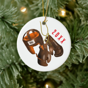 Bowling Ball and Pin Christmas Ceramic Ornament