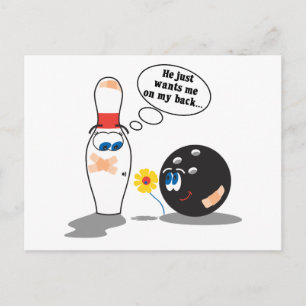 bowling ball and pin just wants me on my back postcard