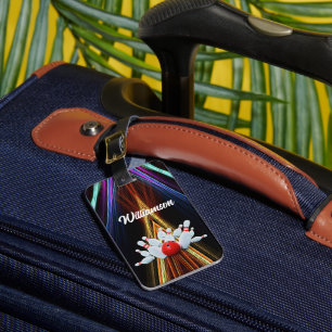 Bowling - Ball and Pins - a Strike - personalize Luggage Tag