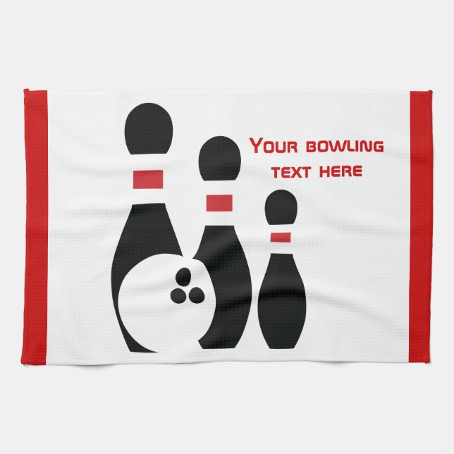 Bowling ball and pins custom kitchen towel (Horizontal)