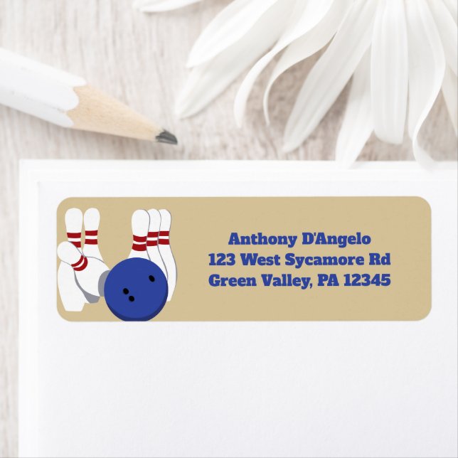 Bowling Ball and Pins Custom Return Address (Insitu)