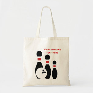 Bowling ball and pins custom tote bag