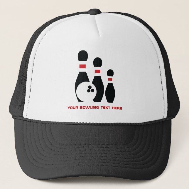 Bowling ball and pins custom trucker hat (Front)