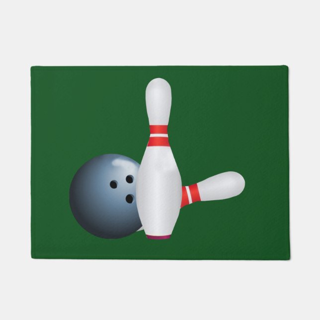 Bowling Ball and Pins, Customizable Doormat (Front)