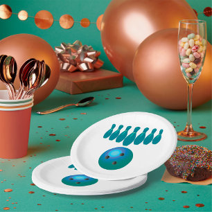 Bowling Ball and Pins Fun Sports Paper Plate