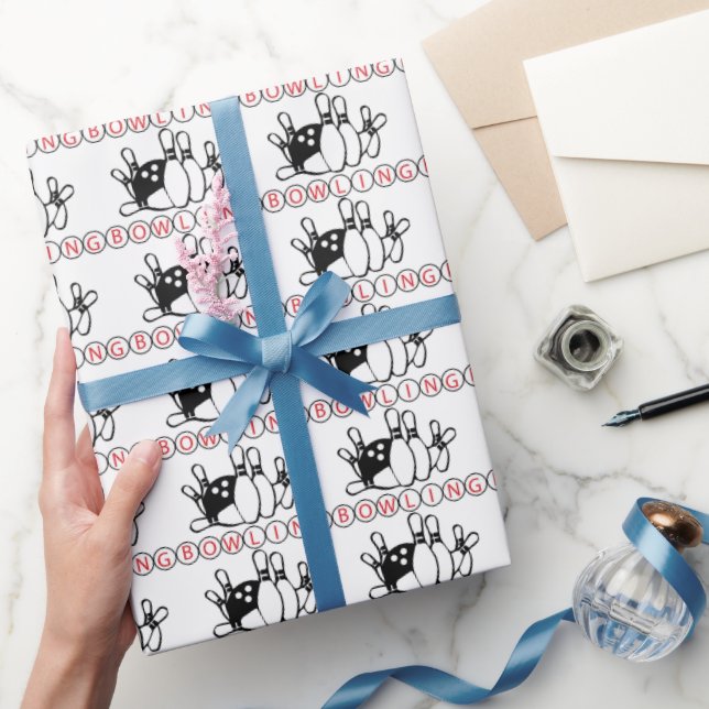 Bowling ball and pins pattern wrapping paper (Gifting)