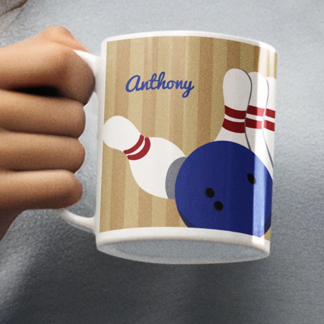 Bowling Ball and Pins Personalized Coffee Mug (Creator Uploaded)