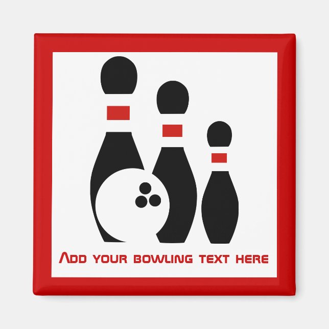 Bowling ball and pins personalized magnet (Front)