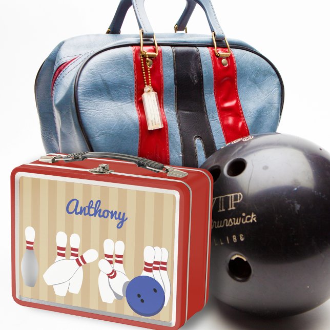 Bowling Ball and Pins Personalized Metal Lunch Box (Creator Uploaded)