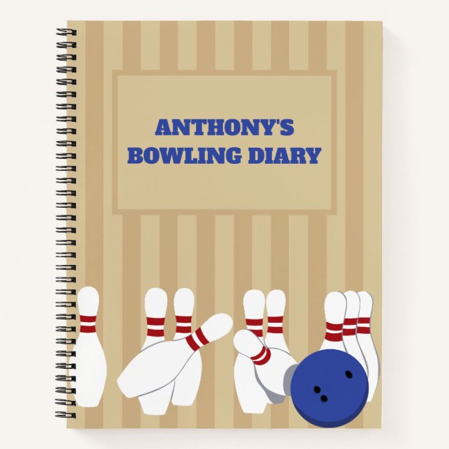 Bowling Ball and Pins Personalized Notebook (Front)