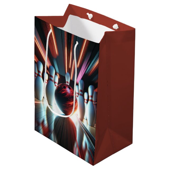 Bowling Ball Birthday Medium Gift Bag (Front Angled)