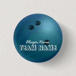 Bowling Ball Blue 1 Inch Round Button