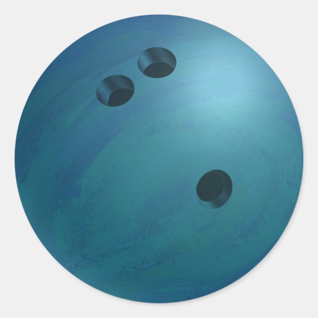 Bowling Ball Blue Classic Round Sticker (Front)