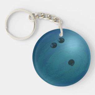 Bowling Ball Blue Keychain