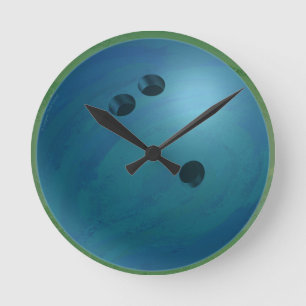 Bowling Ball Blue Round Clock