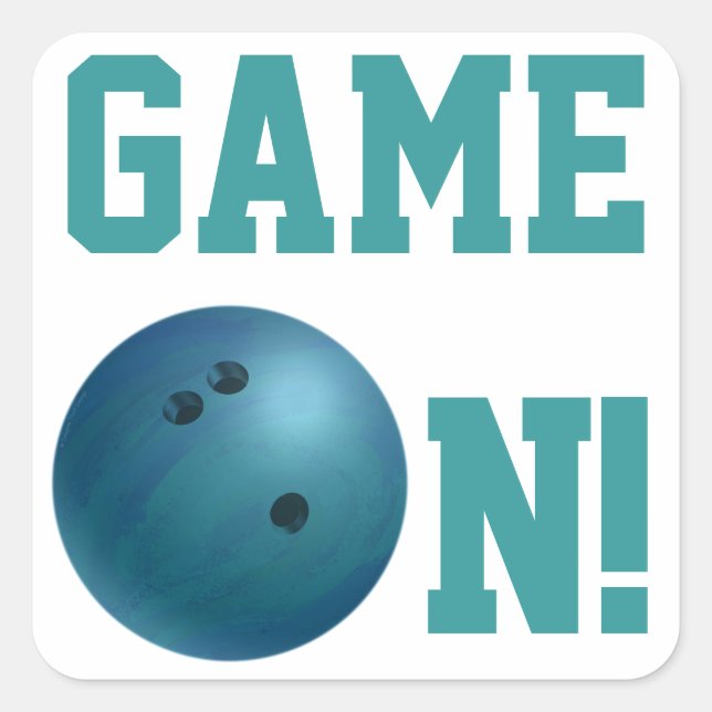 Bowling Ball Blue Square Sticker (Front)