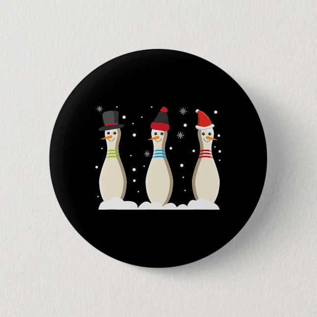 Bowling Ball Christmas Bowling Pins Santa Hat Gift (Front)
