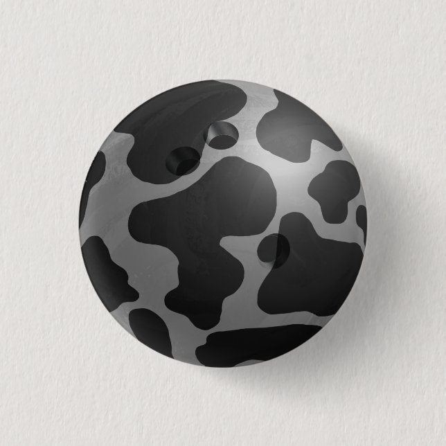 Bowling Ball Cow Grey 1 Inch Round Button (Front)