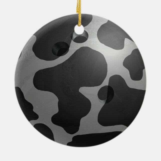 Bowling Ball Cow Grey Ceramic Ornament (Back)