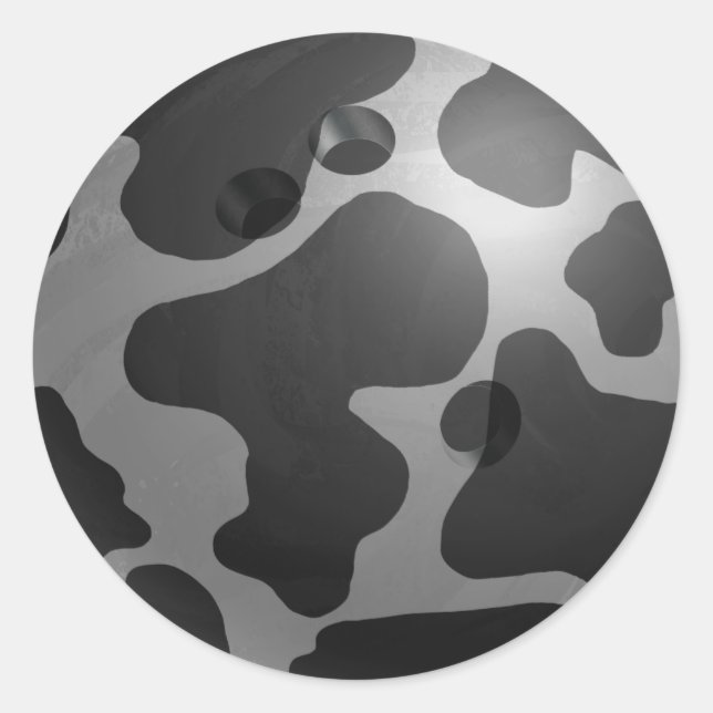 Bowling Ball Cow Grey Classic Round Sticker (Front)