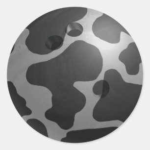 Bowling Ball Cow Grey Classic Round Sticker