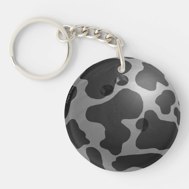 Bowling Ball Cow Grey Keychain (Front)