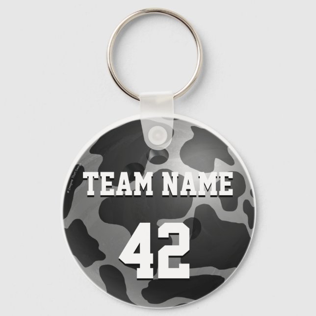 Bowling Ball Cow Grey Keychain (Front)