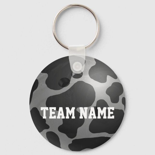 Bowling Ball Cow Grey Keychain (Front)