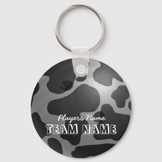 Bowling Ball Cow Grey Keychain (Front)