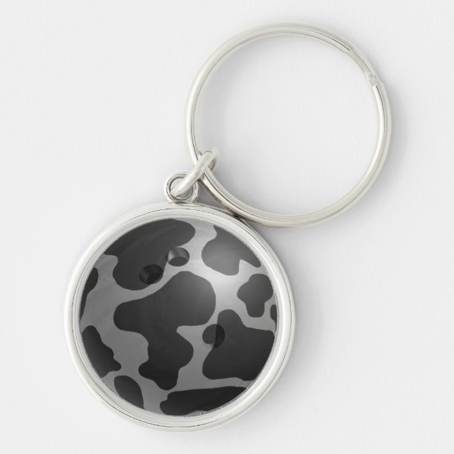 Bowling Ball Cow Grey Keychain (Front)