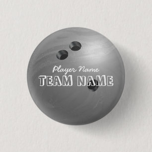 Bowling Ball Grey 1 Inch Round Button