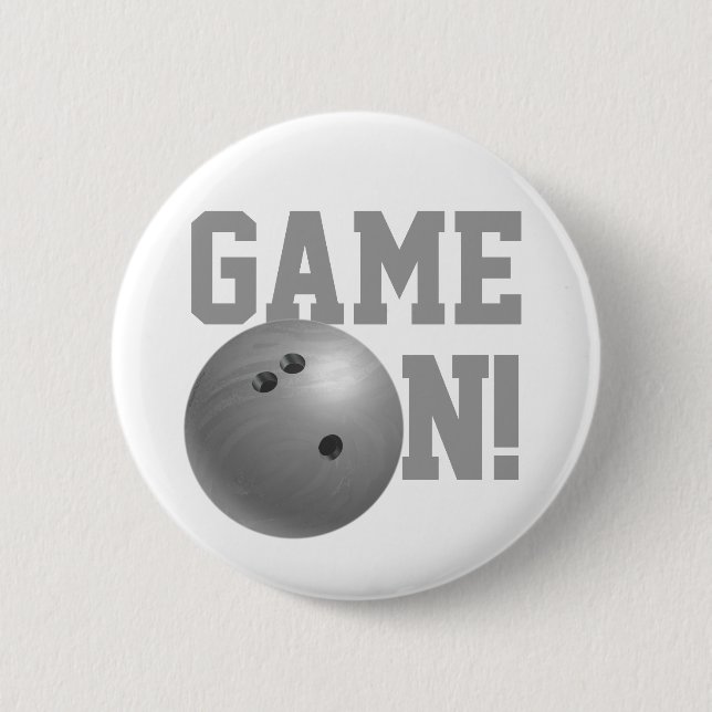 Bowling Ball Grey 2 Inch Round Button (Front)