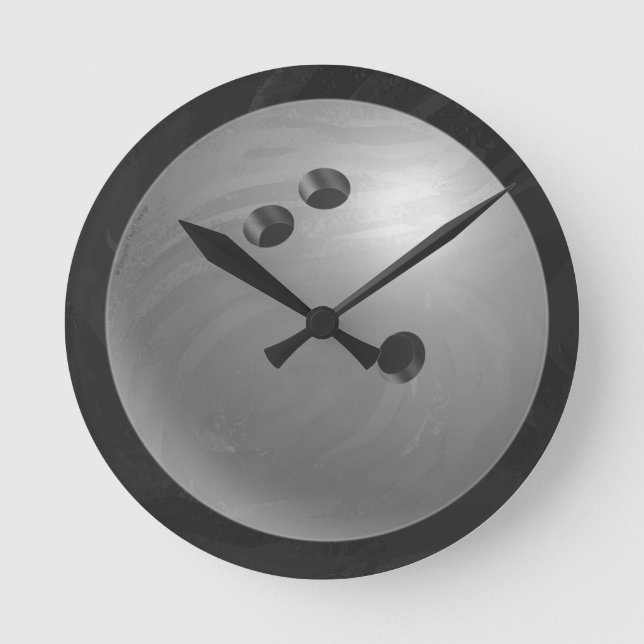 Bowling Ball Grey Round Clock (Front)