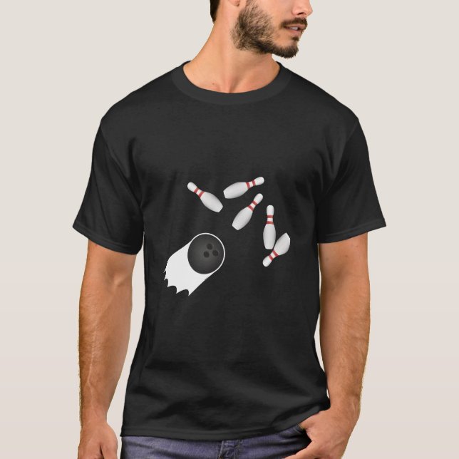 Bowling Ball Hitting Bowling Strike Bowler Humor T-Shirt (Front)