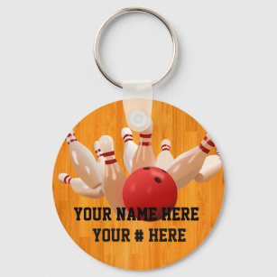Bowling Ball Keychain Personalize YOUR NAME ID Tag