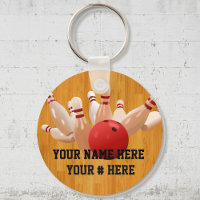 Bowling Ball Keychain Personalize YOUR NAME ID Tag