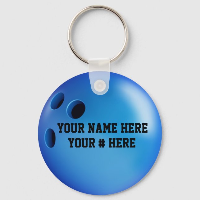 Bowling Ball Keychain Personalize YOUR NAME ID Tag (Front)