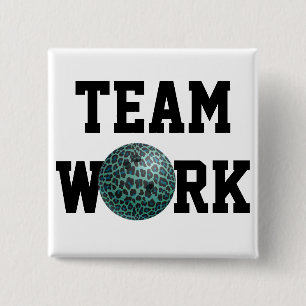 Bowling Ball Leopard Teal 2 Inch Square Button