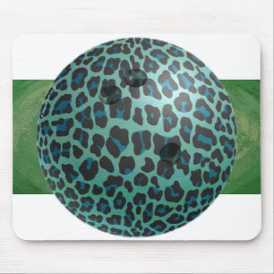 Bowling Ball Leopard Teal Mouse Pad