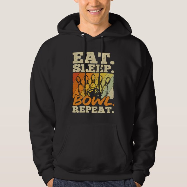 Bowling Ball Pin Bowler Strike Bowling Team Bowlin Hoodie (Front)