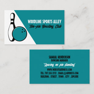 Bowling Ball & Pin, Ten-Pin Bowling Club Business Card