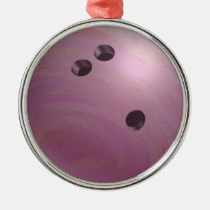Bowling Ball Pink Metal Ornament