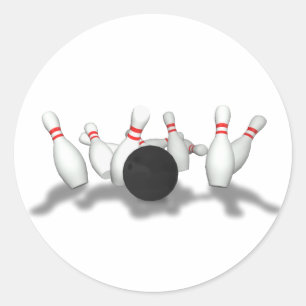 Bowling Ball & Pins: 3D Model: Classic Round Sticker