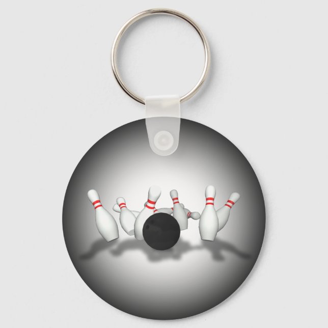 Bowling Ball & Pins: 3D Model: Keychain (Front)