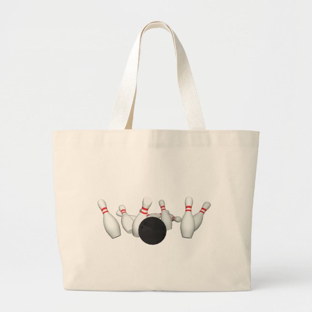 Bowling Ball & Pins: 3D Model: Large Tote Bag (Front)
