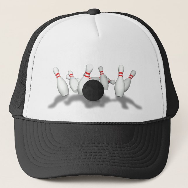 Bowling Ball & Pins: 3D Model: Trucker Hat (Front)