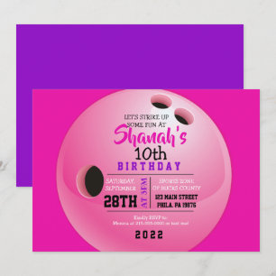 BOWLING BALL ROUND Birthday Party Invitation