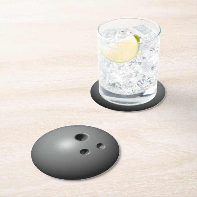 Bowling ball round paper coaster (Insitu)